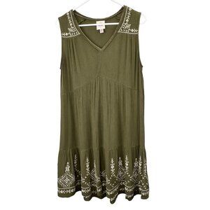 Knox Rose Olive Embroidered Mini Dress